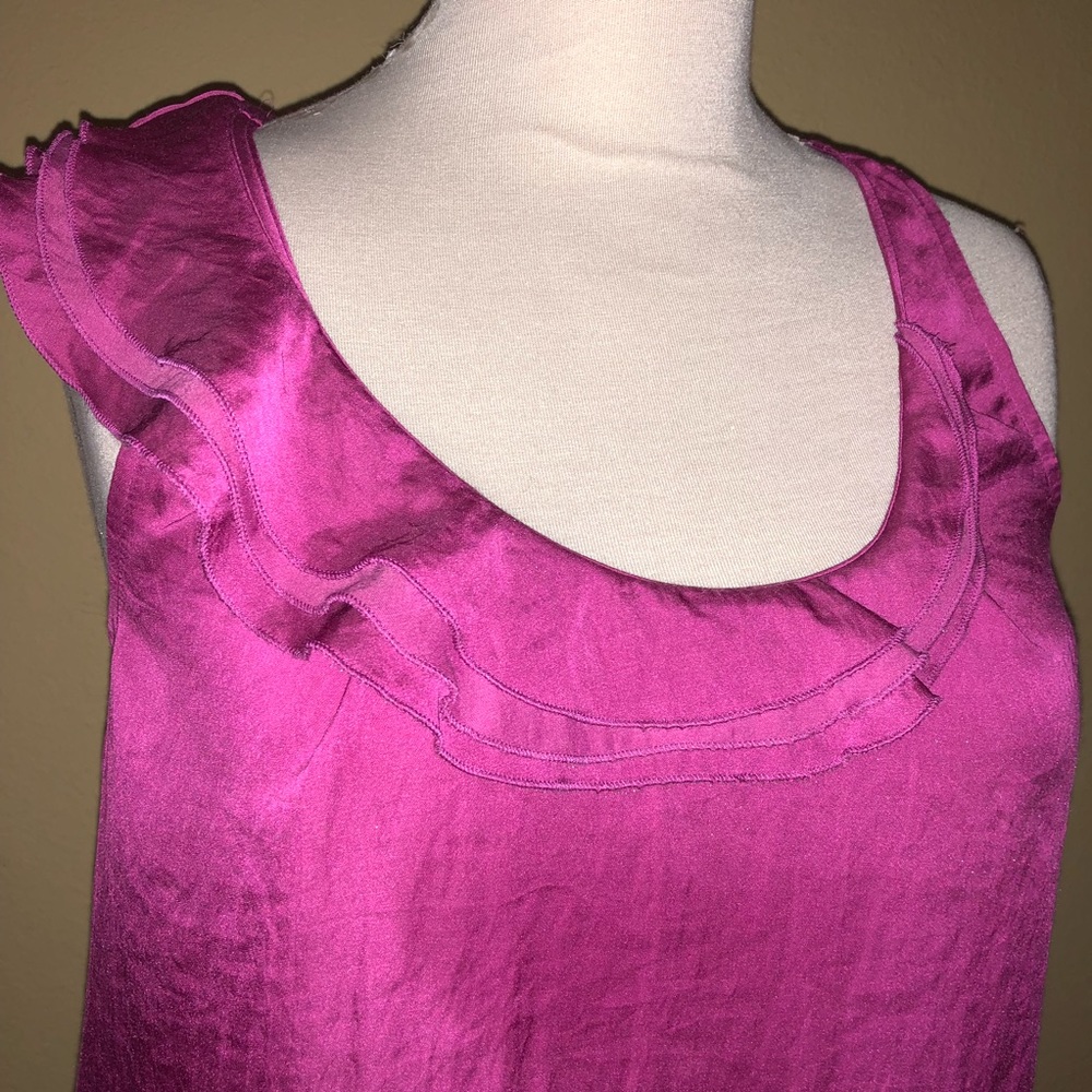 Ann Taylor Loft Sleeveless silk ruffled Top